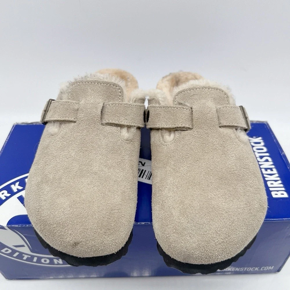 Birkenstock Boston Shearling Women's Clogs Slip On Comfort Gray Suede EU 38 US 7 - Picture 6 of 15